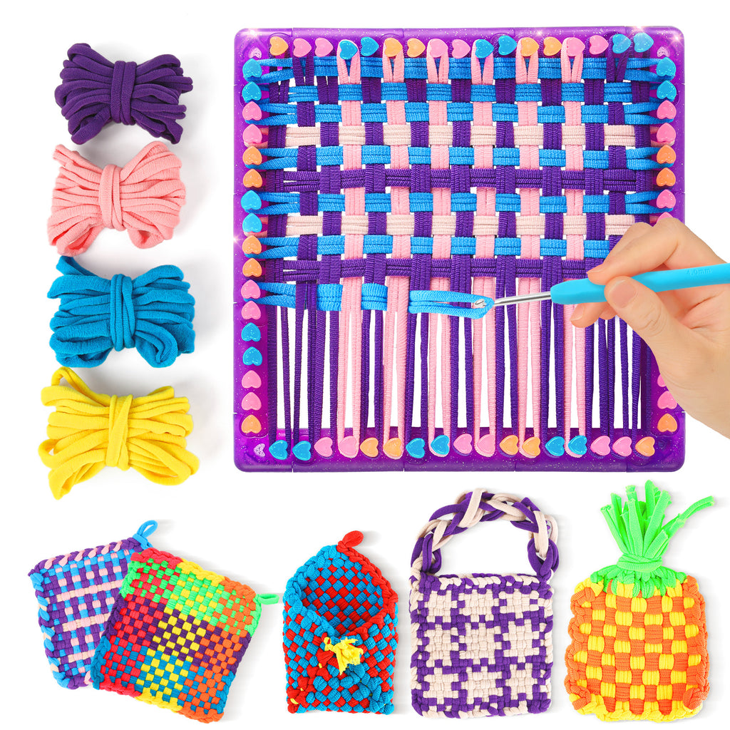 Weaving Loom for Kids - Arts and Crafts for Girls Ages 6-8-12 Potholder Loops Toys for Girls and Adults - Knitting Loom Set Pot Holder Weaving Kits and Birthday Gifts for 7 9 10 11 Years Old and UP