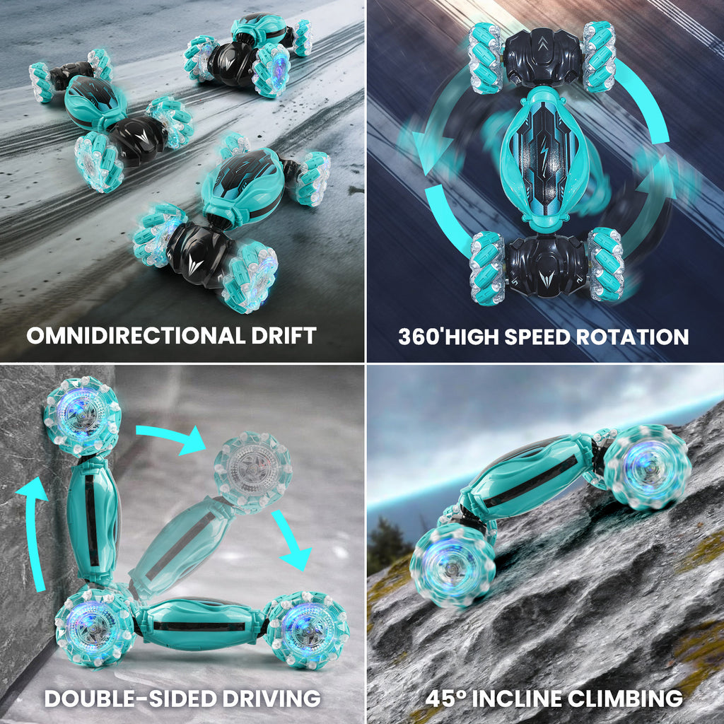Gesture Sensing Stunt RC Car - 2.4GHz 4WD Remote Control Gesture Sensor Toy Cars - Double Sided Rotating Off Road Vehicle for Kids 7 8 9 10 11 12 Year Boys Birthday