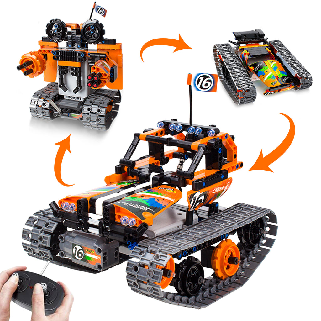 3-in-1 STEM Remote Control Building Kits-Tracked Car/Robot/Tank
