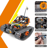 3-in-1 STEM Remote Control Building Kits-Tracked Car/Robot/Tank, 2.4Ghz Rechargeable RC Racer Toy Set Gift for 8-12,14 Year Old Boys and Girls, Best Engineering Science Learning Kit for Kids