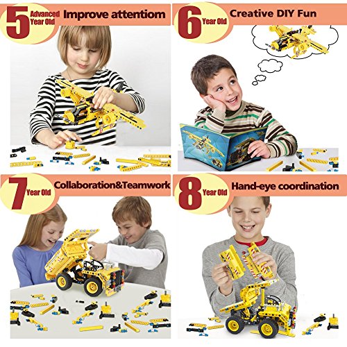 STEM / Building Toy for Ages 5, 6, 7, 8, 9, 10, 11, 12 Years Old Kid, Boy,  Girl - 2-in-1 Truck Airplane Take Apart Toy, 361 Pcs DIY Building Kit