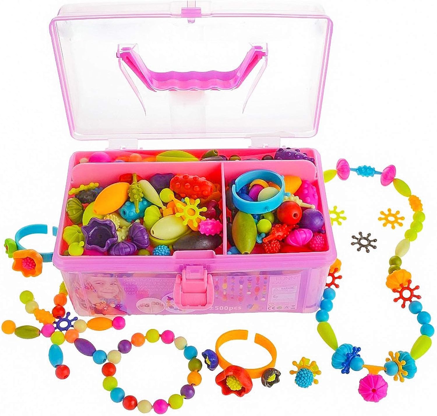 GILI Pop Beads Jewelry Making Kit with 500 snap-together pieces